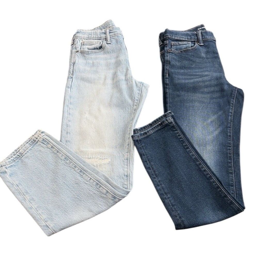 Old Navy Original Taper Built-In Flex Lot Of 2 Denim Jeans Boys Sz 14 Adjustable
